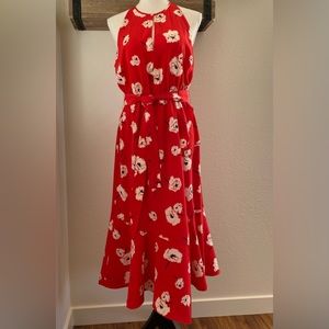 Derek Lamb boho dress Red floral sleeveless size 8